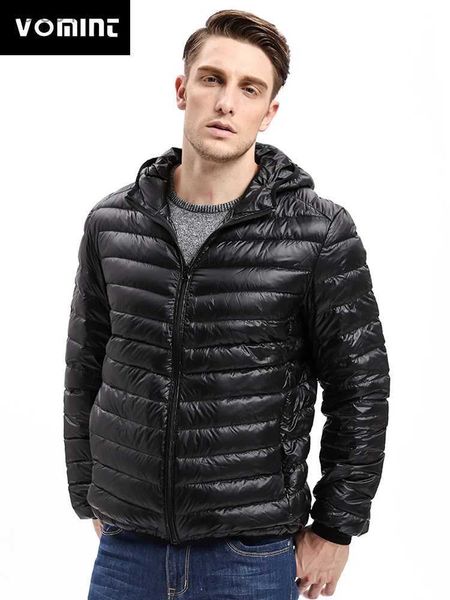 Parkas masculinas Vomint venda quente moda masculina quente casaco jaqueta fina com capuz outono inverno jaqueta lazer jaqueta de penas finas CoatL231115