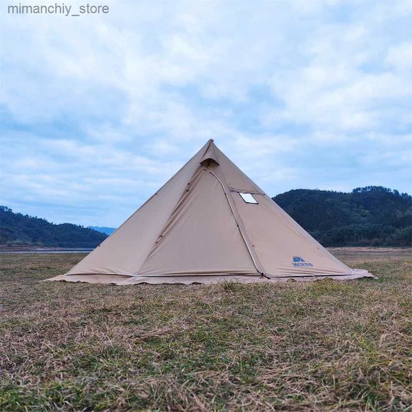 Tendas e abrigos Tenda de pirâmide de grandes dimensões com saia de neve Chaminé Ao ar livre Barraca de acampamento Caminhadas Toldos Abrigo Teepee Tipi 5m Q231117