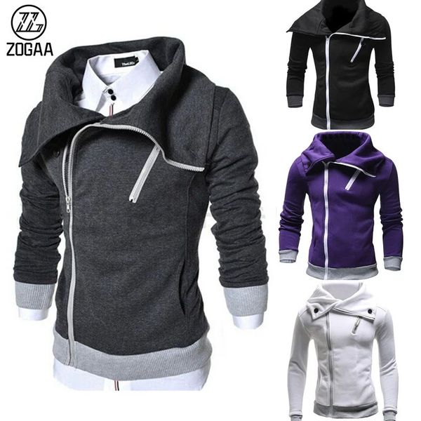 Herren Hoodies Sweatshirts ZOGAA Mode Diagonaler Reißverschluss Pullover Kapuzenpullover Farblich passender Pullover Freizeitjacke 231114