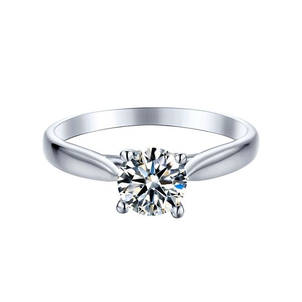 Designer de jóias anel de ouro anel de casamento luxo moda anéis de amor anéis chapeamento de platina 0.5ct branco moissanite anel M02C com caixa de presente 5A fábrica de jóias atacado