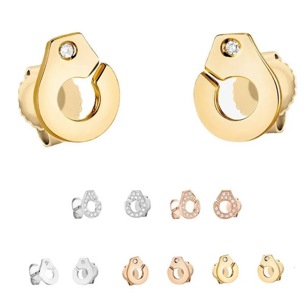 Серьги-гвоздики из серебра 925 пробы, наручники, серьги-гвоздики из 18-каратного золота, французская роскошь, известный бренд-дизайнер, женский шарм, подарок на вечеринку, оптовая продажа 231115
