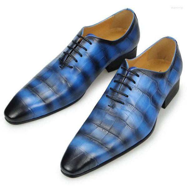 Модельные туфли, кожаные мужские туфли на шнуровке, зеленые, синие, Souliers Hommes, удобная обувь для мужчин, свадебной вечеринки, деловой, из натуральной натуральной кожи