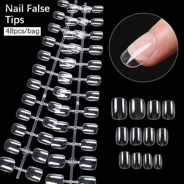 Unhas falsas claras curtas unhas falsas dicas imprensa em unhas formas superiores para dicas de unhas de caixão manicure falsa reutilizável unhas falsas não com cola yq231115