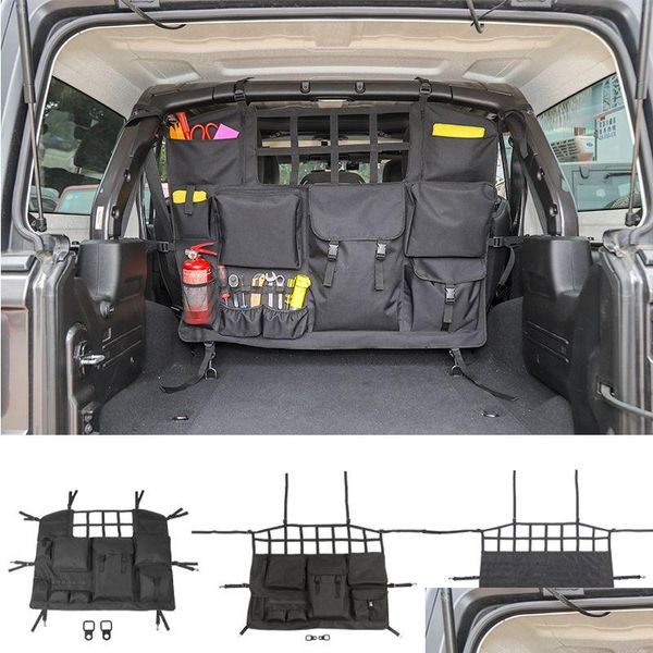 Altri accessori interni Borsa portaoggetti per bagagliaio posteriore nera per auto pieghevole per Jeep Wrangler Jk Jl Bj40Plus Drop Delivery Automobiles Motorc Dhv35