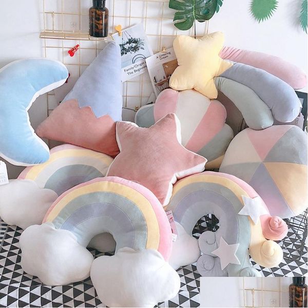 FILME TV PLUSH Toy Pillow Ins New fofo Star Net Red Rainbow Cushion Girls Presente Criativo Droga Droga Toys Presentes de pelúcia Dhtx7