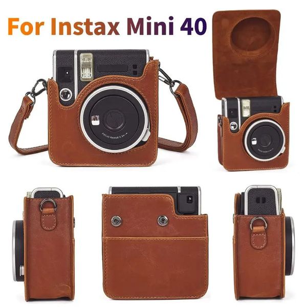 Accessori per borse per fotocamera Per Fujifilm Instax Mini 40 Accessori per fotocamere istantanee Organizer Borsa per fotocamera in pelle PU con cinghie regolabili rimovibili 231114