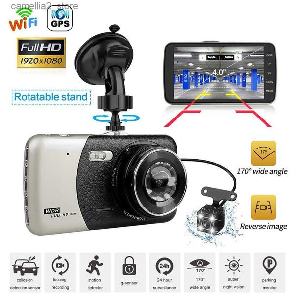 Araba DVR Araba DVR WiFi Full HD 1080p Dash Cam Arka Görünüm Araç Kamera Video Kaydedici Gece Görüşü Oto Dashcam GPS Logger Araç Aksesuarları Q231116