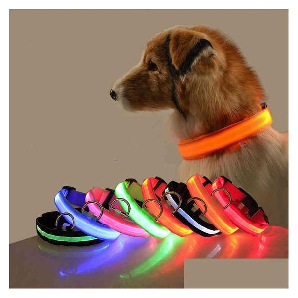 Collari per cani Guinzagli Collari per cani Guinzagli Collare retrattile Led Pet Ricaricabile o con batteria Perdita di luce Consegna a goccia Giardino domestico Dhek1