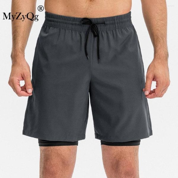 Pantaloncini da corsa da uomo Fitness Sport a doppio strato Due pezzi Vestibilità attillata Basket ad alto rimbalzo Abbigliamento sportivo da palestra traspirante ad asciugatura rapida