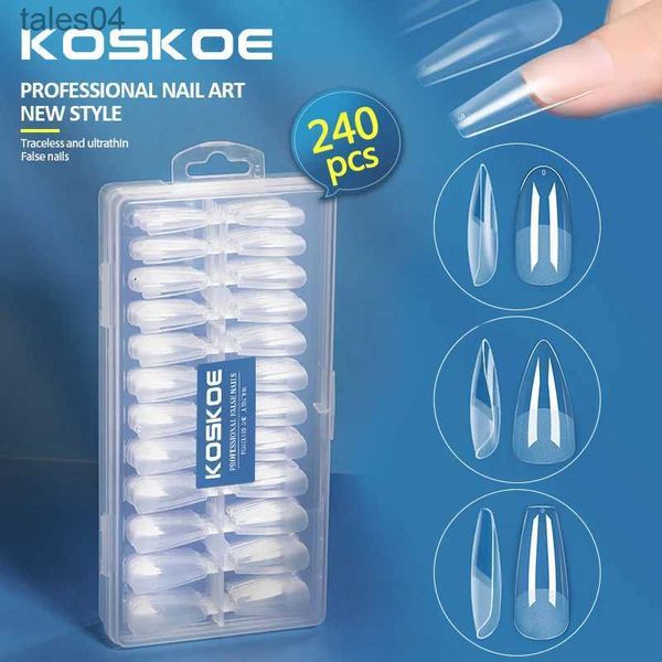 Künstliche Nägel KOSKOE 240 Stück/Box zum Aufdrücken von künstlichen Nägeln, Sarg, oval, quadratisch, halbmatt, vollständige Abdeckung, UV-Gel-Nägel, gefälschte Tipps, Kapselverlängerungswerkzeug YQ231115