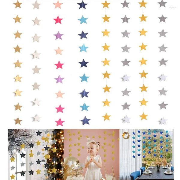 Decoração de festa 2/4m estrelas de papel streamer glitter bunting para casamento aniversário crianças decoração de quarto suprimentos de chá de bebê