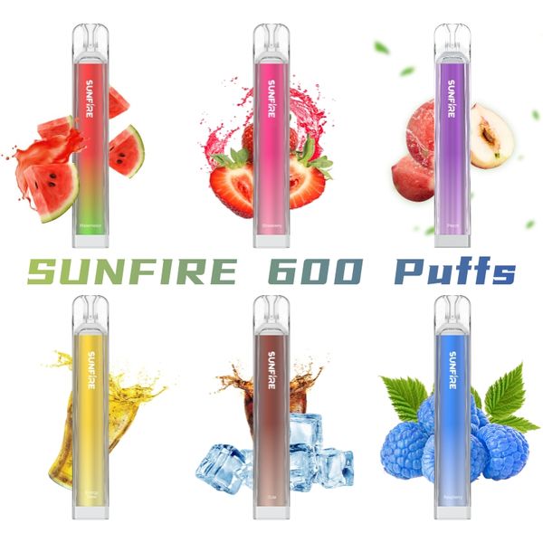 Ирландия Vapes Sunfire Crystal Pro Max 600 Puff 600 800 Одноразовые E -сигареты 6 вкуса сетчатая катушка 2 мл электронных CIGS 0% 2% 3% 5% RBG Light Vape Kit в запасе Великобритания Vape