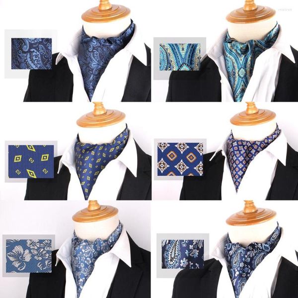 Bow bağları erkek kaju kravat düğün resmi cravat ascot scrunch kendini İngiliz beyefendi polyester yumuşak çiçek paisley boyun gravatas