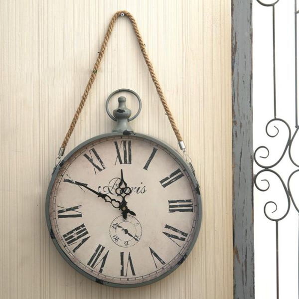 Wanduhren Home Retro Pastoral Clock Hanging Mural Antique Chicken Turntable Needles Pendule Murale Decorative L