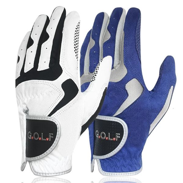 Sporthandschuhe GVOVLVF Herren-Golfhandschuh, ein Paar, 2 Farboptionen, verbessertes Griffsystem, kühl, bequem, blau, weiße Farbe, linke rechte Hand 231115