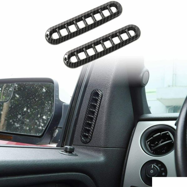 Outros acessórios interiores 2 Pcs Porta Air Vent Ring Decor Decor Er para Ford F150 Raptor 2009-2014 Carbon Drop Delivery Automóveis Motor Dhwpi