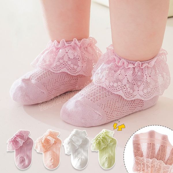 Verão nova bebê meias menina de renda fofa flor macia malha recém-nascida Princesa Baby Meias 0-36 meses Toddler Girl Socks