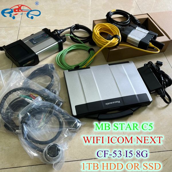 2024 Soft/Ware Tools 2IN1 Используется компьютер ноутбука CF53 8G Инструмент диагностики автомобиля MB Star C5 для Mercedes SD Connect Compact 5 для BMW WiFi ICOM Далее 1 ТБ SSD/HDD