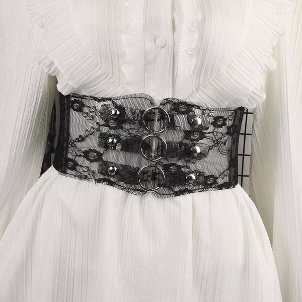 Cintos 2023 transparente renda elástica cintura banda feminina anel amplo anel decorativo versátil design de design sensação de cintura selo
