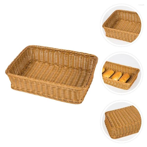 Set di stoviglie Cestello portaoggetti Contenitori in plastica Pane intrecciato Cestini in rattan simulato Ciotola Pp