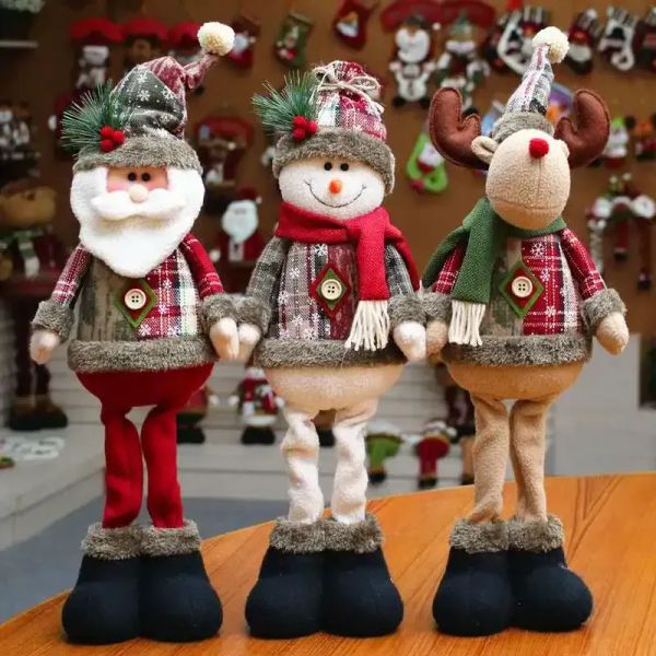 Bonecas de natal decoração da árvore ano novo ornamento rena boneco de neve papai noel em pé boneca navidad decoração feliz natal 1115