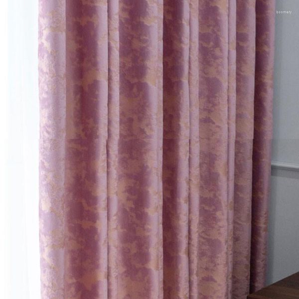 Cortina americana American Light Luxury Bronzing textura em relevo rosa Shading Alta cortinas de veludo para o quarto de jantar da sala