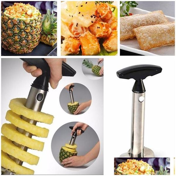 Cestas de armazenamento Abacaxi Slicer Peeler Cortador Faca de Aço Inoxidável Cozinha Ferramentas de Frutas Acessórios de Cozinha Gadgets Drop Delivery H Dhsbh