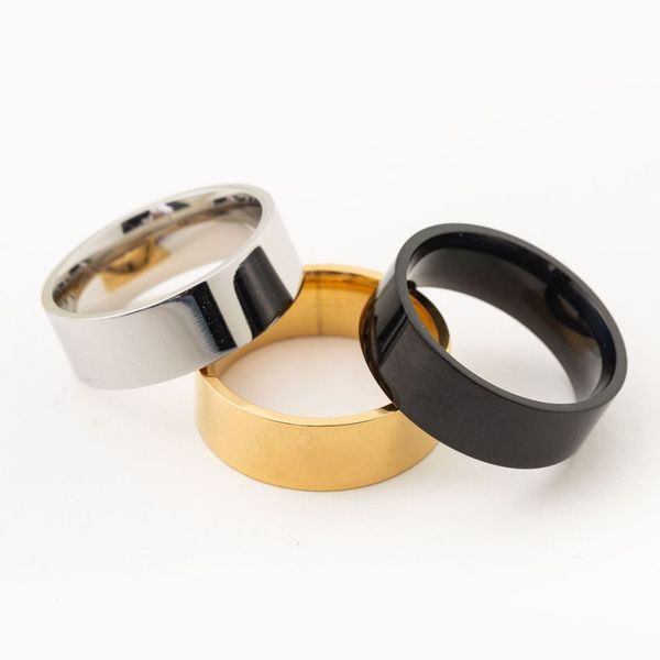 316L Herren-Edelstahlring in großen Mengen, Gold, Silber, Schwarz, poliert, klassische Bandringe für Männer und Frauen, 8 mm, Großhandel, bester Preis, Werbe-Schmuckgeschenk