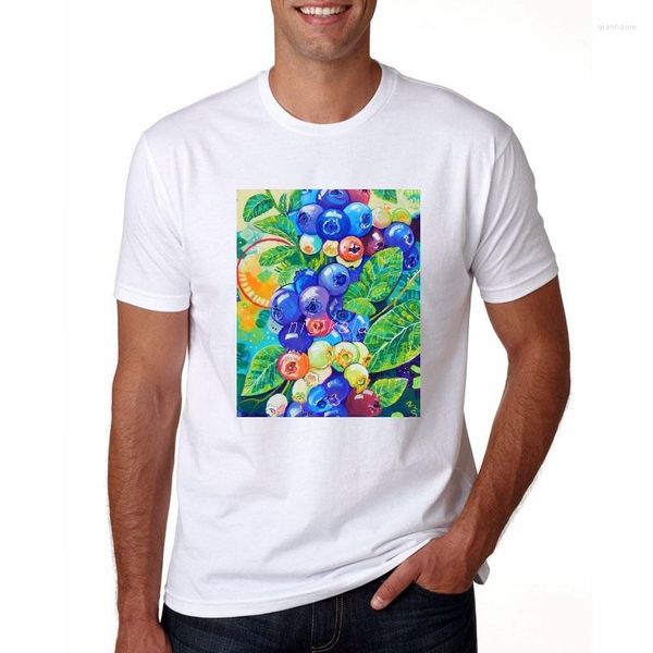 Magliette da uomo Camicia moda estiva Frutta Limone/Mirtillo/Ananas Stampa 3D Cotone casual da donna da uomo