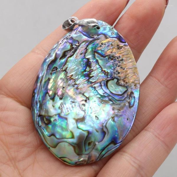 Colares pendentes coloridos de dupla face abalone paua shell encantos pingentes naturais irregulares para jóias que produzem colar diy