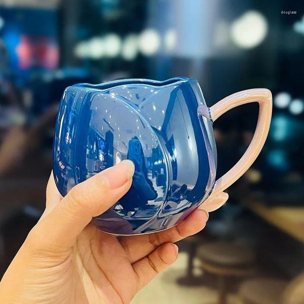 Kupalar sırlı laleler seramik kahve fincanı yaratıcı sevimli nordic inci kupa içkisi güzel latte çay sütü su bardağı kızlar için hediyeler