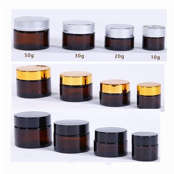 Containers 10g 15g 20g Silver 50g Empty Gold 30g Jars Black Face And Glass With Inner Liners Bottle Amber 5g Cream Lids Tmahi
