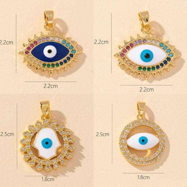 Charms Voleaf Big Blue Evil Eye Charms Anhänger für Halskette und Ohrringe vergoldet Kupfer Zirkon Schmuck Erkenntnisse DIY VJC101 Drop De Dh2Sj