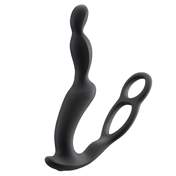 Anal Spielzeug Silikon Männliche Prostata Massage Vibrator Doppel Ring Plug Verzögerung Ejakulation Masturbator Erwachsene Sex für Männer 231114