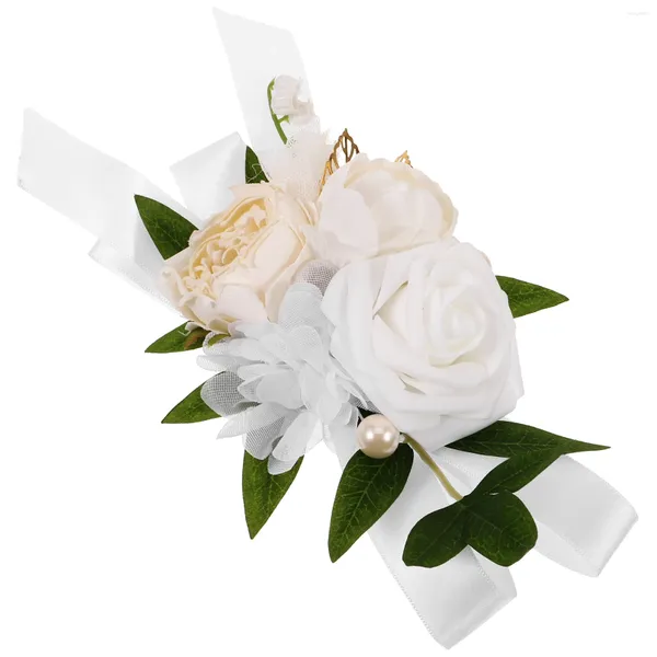 Broches falso rosa corsage flor decorativa artificial seda festa damas de honra casamento boutonniere