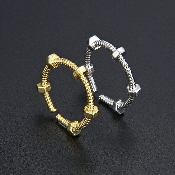 Semplice anello in argento placcato oro che preserva il colore, da uomo e da donna, regolabile all'ingrosso in stile ins