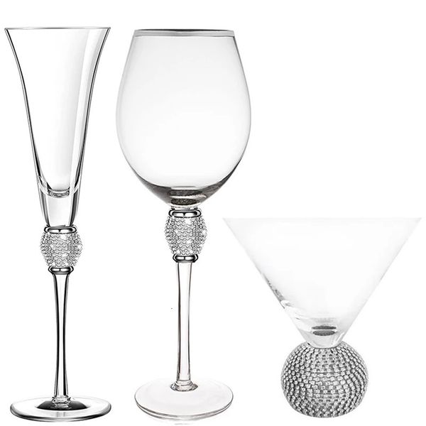 Bicchieri da vino 4 2 pezzi Set creativo con montatura in argento Coppa in vetro con diamanti Cocktail Champagne Bar Party Calice da sposa a stelo lungo 231115