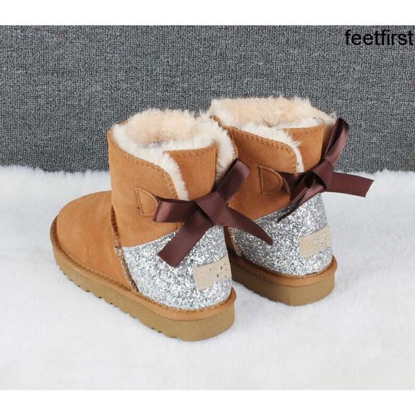 Austrália Botas Quentes Clássicas Australianas Mulheres Mini Meia Bota de Neve EUA GS 3352 Inverno Pele Cheia Fofa Peluda Botas de Tornozelo de Cetim Botas Sli Botas Pretas Nevadas