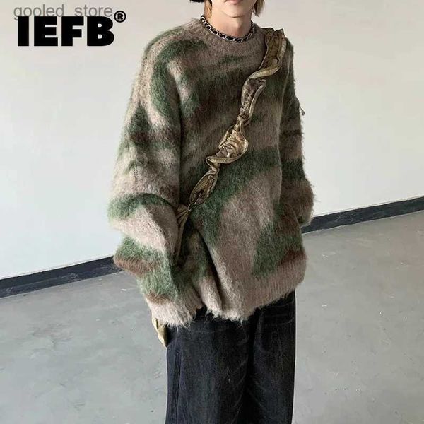 Maglioni da uomo IEFB a righe da uomo maglione invernale in mohair colorato gradiente irregolare pullover casual moda stile coreano maglieria casual 9C3053 Q231115