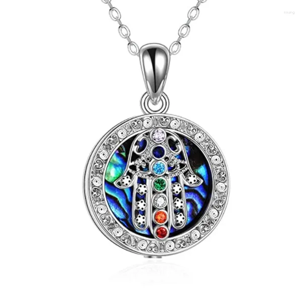 Anhänger Halsketten Hamsa Hand Urne Halskette für Asche geliebter Menschen Legierung Silber Farbe Feuerbestattung Schmuck Frauen