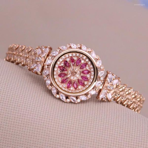 Orologi da polso Luxury Melissa Lady Orologio da donna Elegante strass Flower Fashion Hours Bracciale Cubic Zircon Crystal Clock Girl Birthday