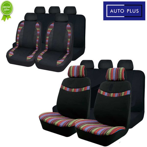 Nuove cuciture universali a strisce colorate con coprisedili per auto in poliestere nero con cuscino protettivo per sedile compatibile con airbag