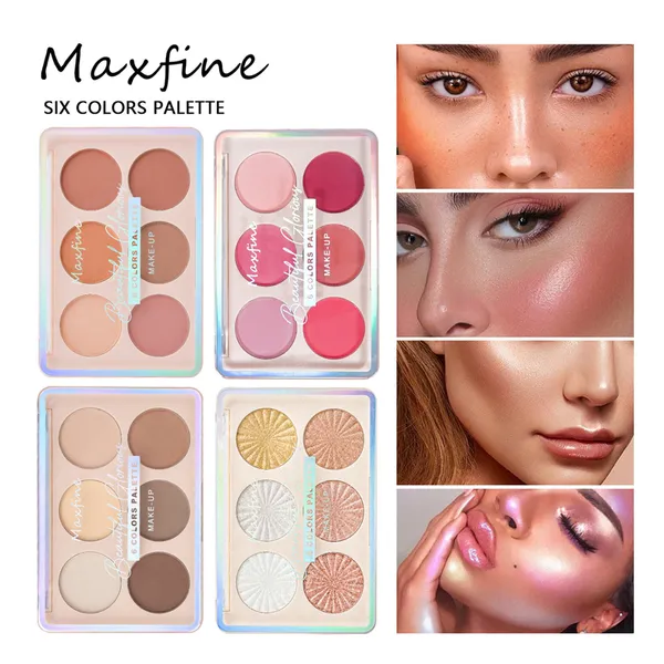 Beauty Six Colour Highlighter Blush Eyeshadow Stereo Contour Palette Palette all-in-one