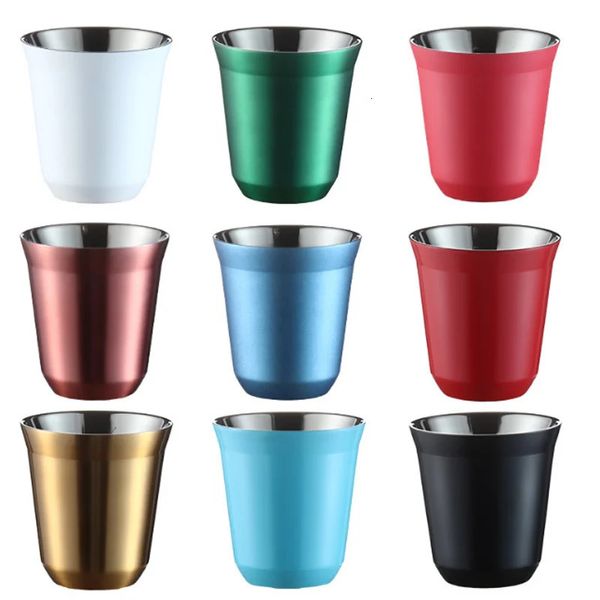 Tazze 80ml160ml Doppia parete in acciaio inossidabile Tazza per caffè espresso Capsula italiana Isolamento termico Home Brief Tazze da caffè termiche portatili 231114