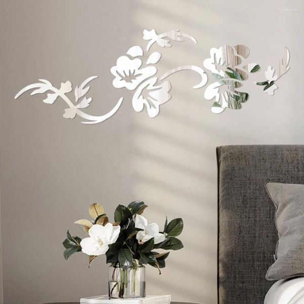 Adesivos de parede Mural Espelho de Cristal Anti Fade Acrílico Arte Decoração de Casa Inovadora Película Protetora Fundo Flor Forma