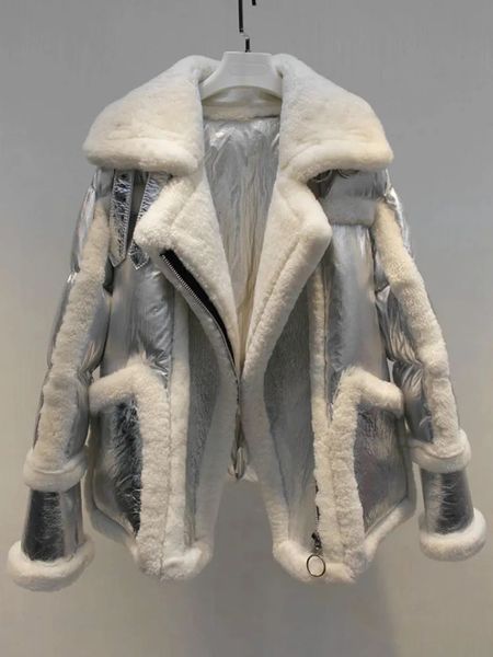 Frauen Pelz Faux OFTBUY 2023 Mode Daunenjacke Echte Natürliche Wolle Frauen Mantel Winter Doppelseitigen Echtes Leder Warme Streetwear 231114