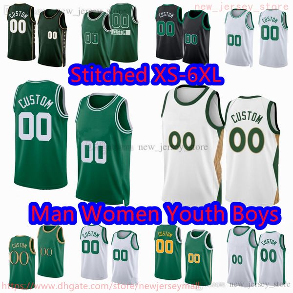 Personalizado S-6XL Novo Basquete 0 Jayson Tatum Jersey Costurado 4 Jrue Holiday 8 Kristaps Porzingis 7 Jaylen Brown Derrick White Grant Williams Payton Pritchard Jerseys