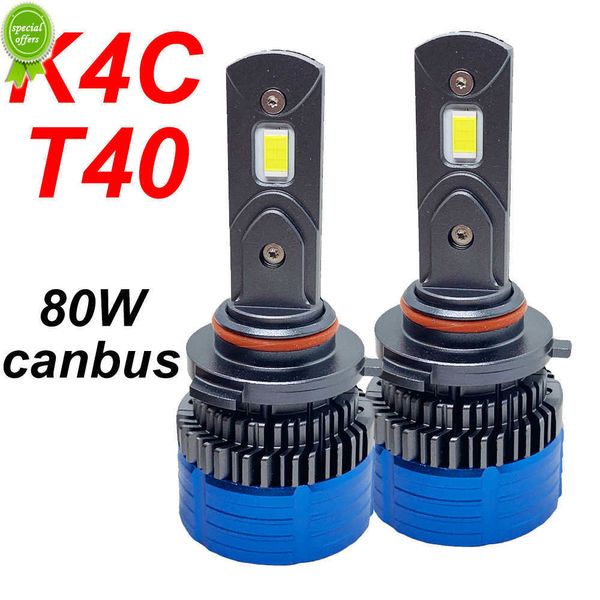 Nova produção de fábrica original K4C H7 H4 HB3 9005 H1 H11 Lâmpadas de carro LED HB4 9006 Kit de luz de névoa de farol LED LUZES LED LUZES AUTO 12V 80W