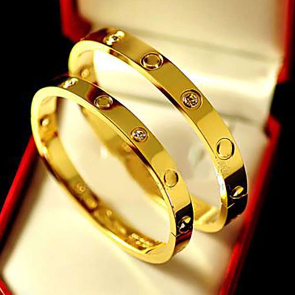 Designer parafuso pulseira moda luxo jóias bangle 18k rosa ouro prata titânio aço diamante pulseiras de unhas para homens mulheres 17 18 19 21 22 size78