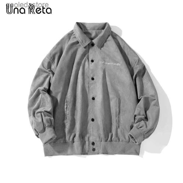 Maglioni da uomo Una Reta Giacche Uomo Nuovo monopetto Hip Hop Tessuto scamosciato Cappotto con colletto rovesciato Streetwear Giacca casual Harajuku Uomo Q231115